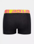 Jack & Jones 3 pack trunks with contrast colour waist band