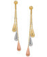 ფოტო #3 პროდუქტის Tri-Gold Linear Drop Earrings in 14k Gold, White Gold and Rose Gold, 2 inch
