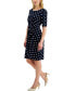 Petite Dot-Print Side-Tab Sheath Dress