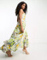 Фото #2 товара ASOS DESIGN twist front tiered babydoll voile maxi dress with frills and hi low hem in floral print