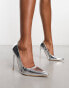 Simmi London Wide Fit Agathia court shoes in silver mirror