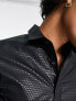 Twisted Tailor hester slim shirt in black sequin foil