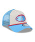 Фото #1 товара Men's Stone/Light Blue Houston Oilers 2024 Sideline Historic 9FORTY A-Frame Trucker Adjustable Hat