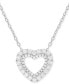 Cubic Zirconia Open Heart 18" Pendant Necklace in Sterling Silver, Created for Macy's