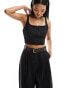 Фото #1 товара Pimkie hook and eye crop top in black