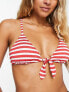 & Other Stories triangle bikini top in red stripe print