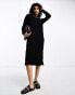 Фото #1 товара Vila high neck knitted midi jumper dress in black