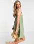 Фото #2 товара ASOS DESIGN plait detail crinkle beach swing dress in khaki