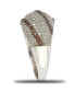 ფოტო #2 პროდუქტის Suzy Levian Sterling Silver Cubic Zirconia Pave Brown Crossover Ring