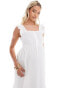 Фото #4 товара Mamalicious Maternity textured jersey midi dress with fril detail in white