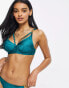 Wolf & Whistle Exclusive Fuller Bust underwired bikini top with chain detail in green