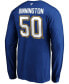 Фото #3 товара Men's Jordan Binnington Blue St. Louis Blues Authentic Stack Name and Number Long Sleeve T-shirt