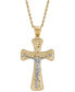ფოტო #1 პროდუქტის Men's Polished Nugget Crucifix 22" Pendant Necklace in 10k Yellow & White Gold