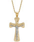 Men's Polished Nugget Crucifix 22" Pendant Necklace in 10k Yellow & White Gold