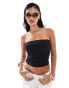 Фото #1 товара ASOS DESIGN rib fold over bandeau top in black