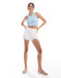 JDY ribbed cropped tank top in light blue