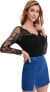 Фото #7 товара DIDK Women's Lace Bodysuit V-Neck Body Suits Lace Appliques Plain Elegant Bodysuits Tops Overalls