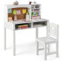 Фото #1 товара Kids Desk and Chair Set Study Writing Workstation with Hutch & Bulletin Board