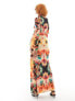 Daska long sleeve twist detail maxi dress in multi print