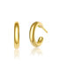 ფოტო #1 პროდუქტის Sterling Silver 14K Gold Plated Clear Cubic Zirconia Small Open Hoop Post Earrings