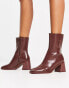 Фото #2 товара Monki heeled ankle boot in chocolate