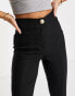 River Island Petite split front cigarette trouser in black