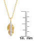 ფოტო #4 პროდუქტის Diamond 1/10 ct. t.w. Leaf Pendant Necklace in 14K Yellow Gold over Sterling Silver