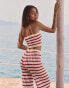 4th & Reckless x Luana Barron lior knit stripe beach crop top co-ord in cherry red