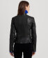 Фото #2 товара Women's Tumbled Leather Moto Jacket