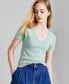 ფოტო #1 პროდუქტის Women's Ribbed Seamless T-Shirt, Created for Macy's