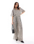 Object wide leg fluid trouser co-ord in snake print