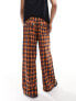 COLLUSION Unisex check wide leg trousers in orange Оранжевый, S - фото #3