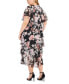 Plus Size Floral-Print Ruffle Midi Dress