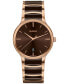 ფოტო #1 პროდუქტის Unisex Swiss Centrix Brown Ceramic & Rose Gold PVD Bracelet Watch 40mm