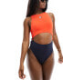 Tommy Jeans heritage cut out colour block swimsuit in red & blue