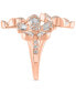 ფოტო #4 პროდუქტის EFFY® Diamond Round & Baguette Triple Flower Statement Ring (1-3/8 ct. t.w.) in 14k Rose Gold