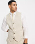 ASOS DESIGN wedding super skinny suit waistcoat in camel crosshatch