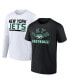 Фото #1 товара Men's Black, White New York Jets Two-Pack 2023 Schedule T-shirt Combo Set