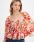 ფოტო #3 პროდუქტის Women's Lovisa Floral-Print Smocked Top