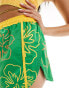 Labelrail x Olivia Grace Herring hibiscus print low rise shorts in green