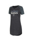 Women's Black, Charcoal Distressed Las Vegas Raiders Raglan V-Neck Nightshirt