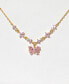 Фото #3 товара Pink Faux Cubic Zirconia Flutter Love Butterfly Necklace