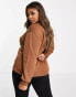 Threadbare Plus Dixie oversized sweater in chocolate brown