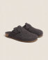 Buckled felt mule clog slippers