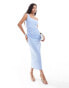 ASOS DESIGN fallen shoulder ponte midi dress in sky blue