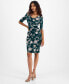 Фото #1 товара Petite Printed Elbow-Sleeve Sheath Dress