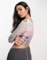 Фото #4 товара Reclaimed Vintage slash neck quarter sleeve top in pink asiatic print