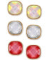 Gold-Tone 3-Pc. Set Faceted Crystal Stud Earrings