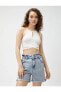 Crop Fitilli Atlet Halter Yaka Pencere Detaylı