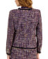 ფოტო #2 პროდუქტის Women's Velvet Trim Double-Breasted Tweed Blazer